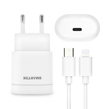 [충전기. 블루투스. 기타] [SMARTEK] C타입 분리형 가정용 충전기 10W(C to 8 케이블 포함)