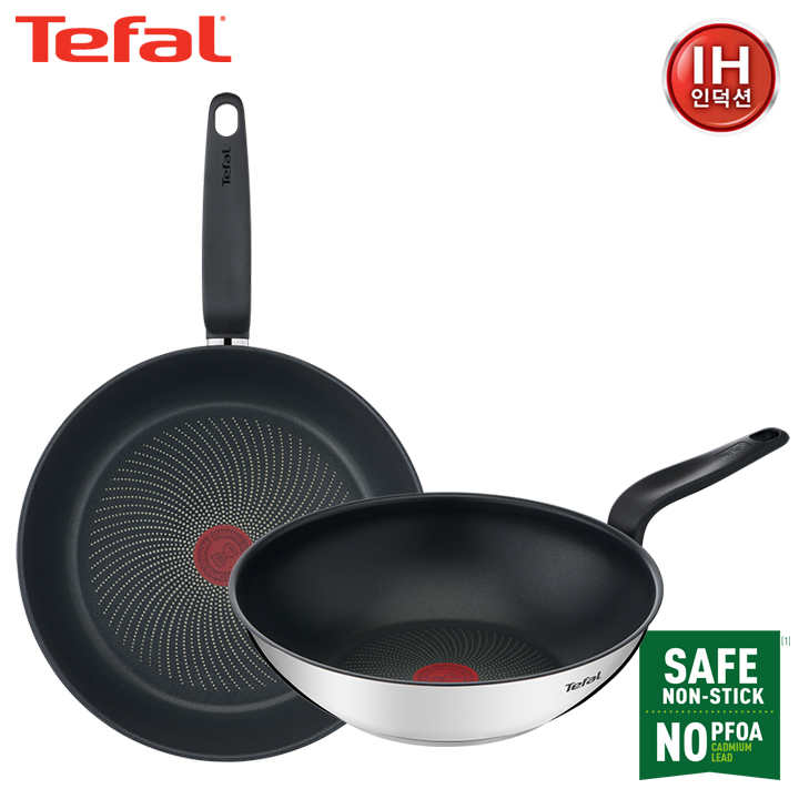 [테팔] 팬&냄비 SS G6 프리즘 프라이팬 2P 세트(팬 28+웍 28) TFC-IP8W
